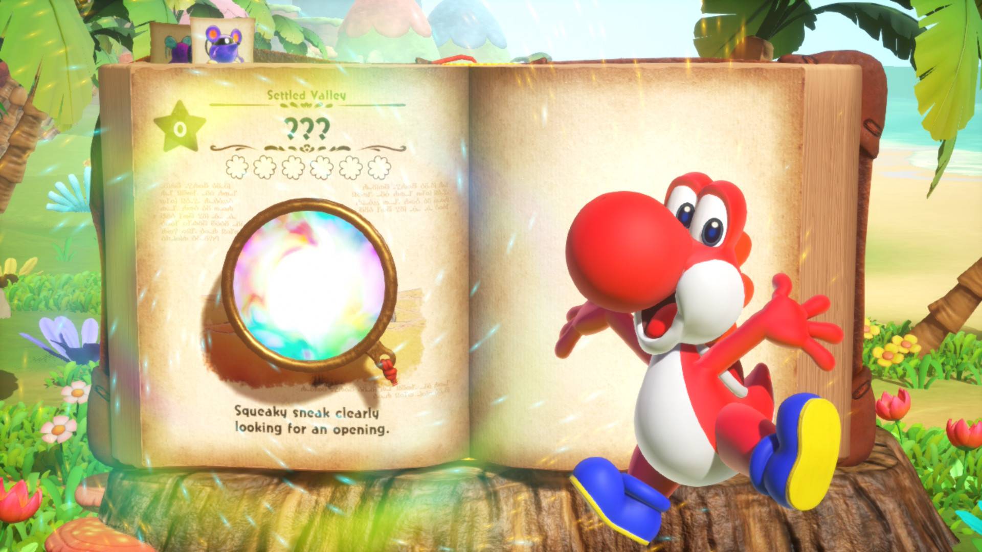 Yoshi entering book